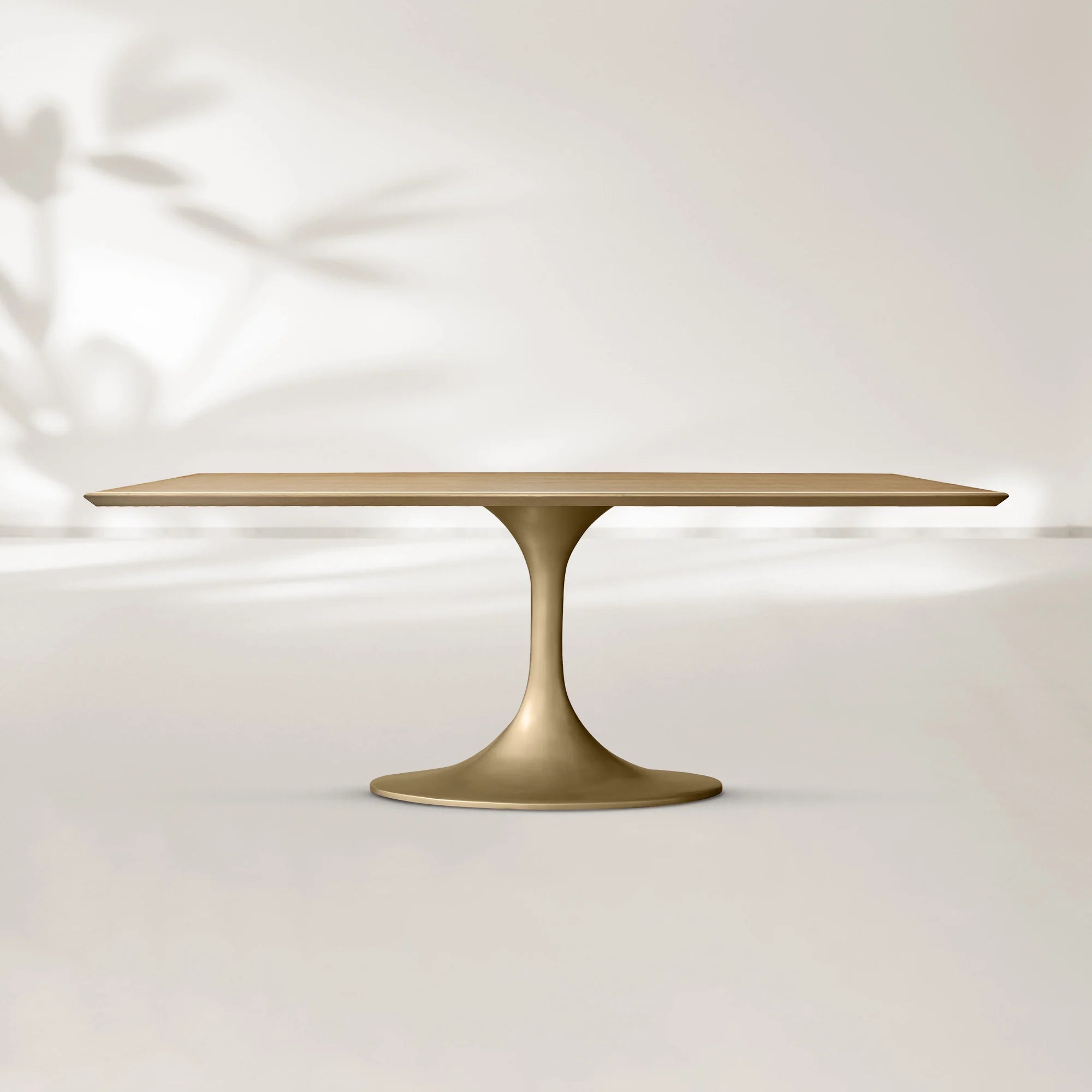 AVRA Rectangular Wood Dining Table with Oval Base