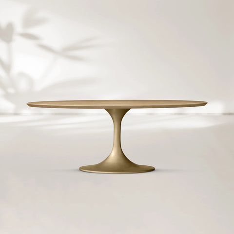 AVRA Oval Wood Dining Table with Oval Base