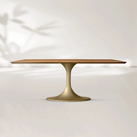 AVRA Rectangular Wood Dining Table with Oval Base