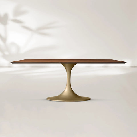 AVRA Rectangular Wood Dining Table with Oval Base