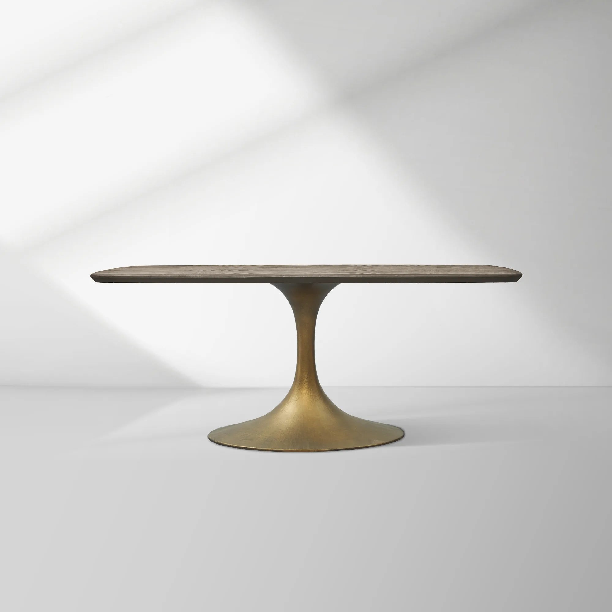 Aero Saint Germain Solid Oak Top Dining Table Tulip Rectangular Dining Table with Launette Base