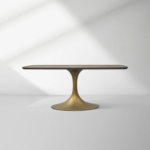 Aero Saint Germain Solid Oak Top Dining Table Tulip Rectangular Dining Table with Launette Base