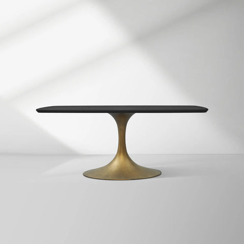 Aero Saint Germain Solid Oak Top Dining Table Tulip Rectangular Dining Table with Launette Base