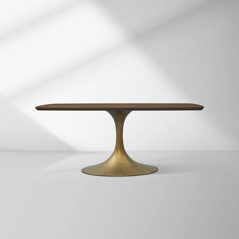 Aero Saint Germain Solid Oak Top Dining Table Tulip Rectangular Dining Table with Launette Base