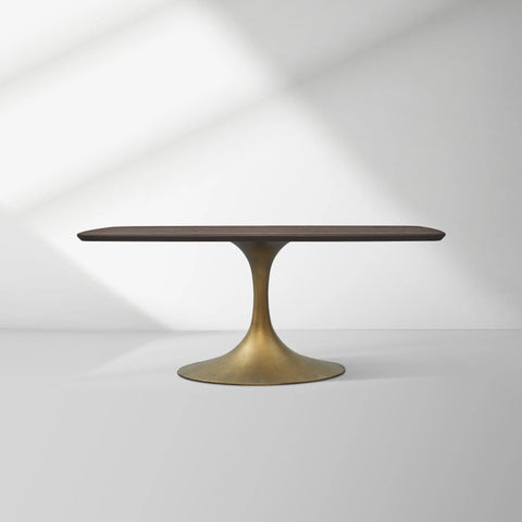 Aero Saint Germain Solid Oak Top Dining Table Tulip Rectangular Dining Table with Launette Base