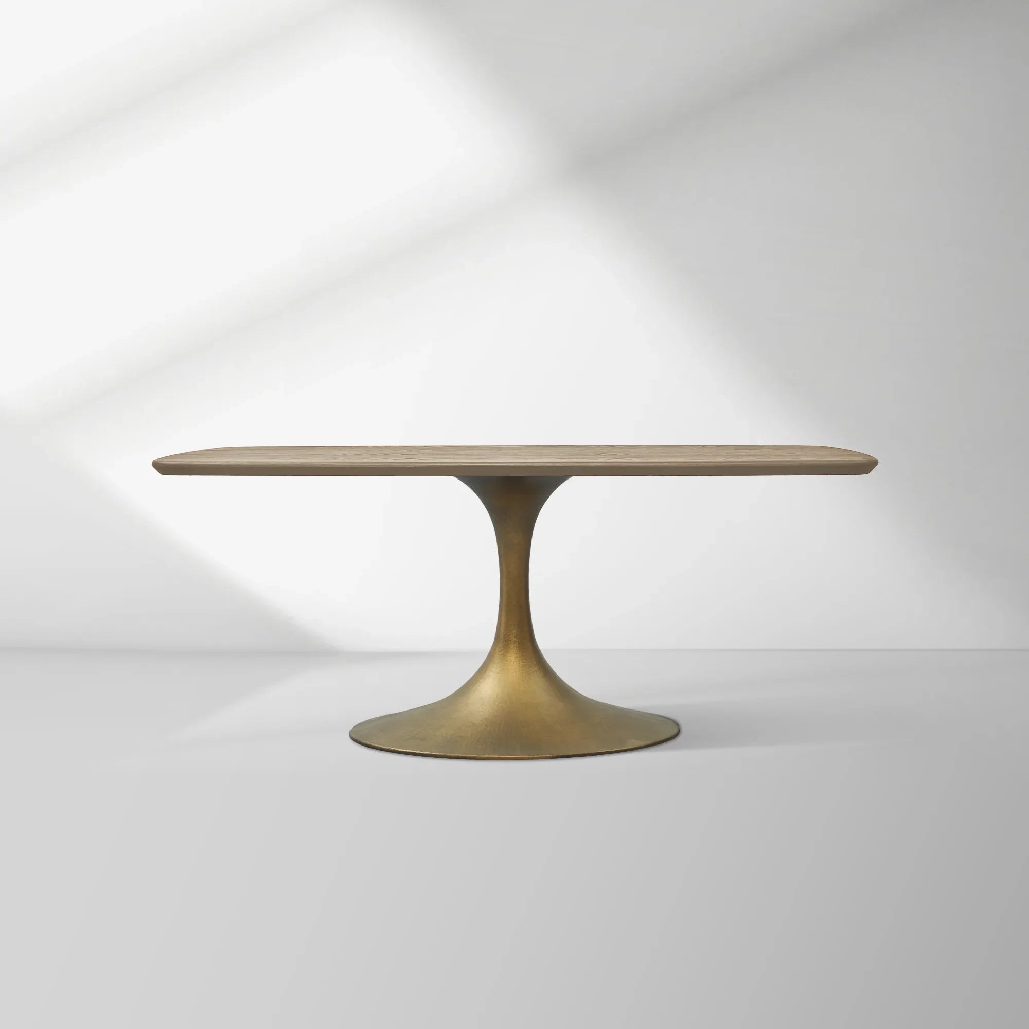 Aero Saint Germain Solid Oak Top Dining Table Tulip Rectangular Dining Table with Launette Base