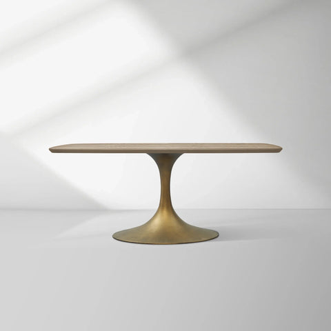 Aero Saint Germain Solid Oak Top Dining Table Tulip Rectangular Dining Table with Launette Base