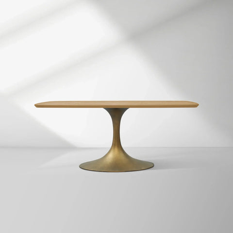 Aero Solid Oak Top Dining Table Tulip Rectangular Dining Table with Launette Base