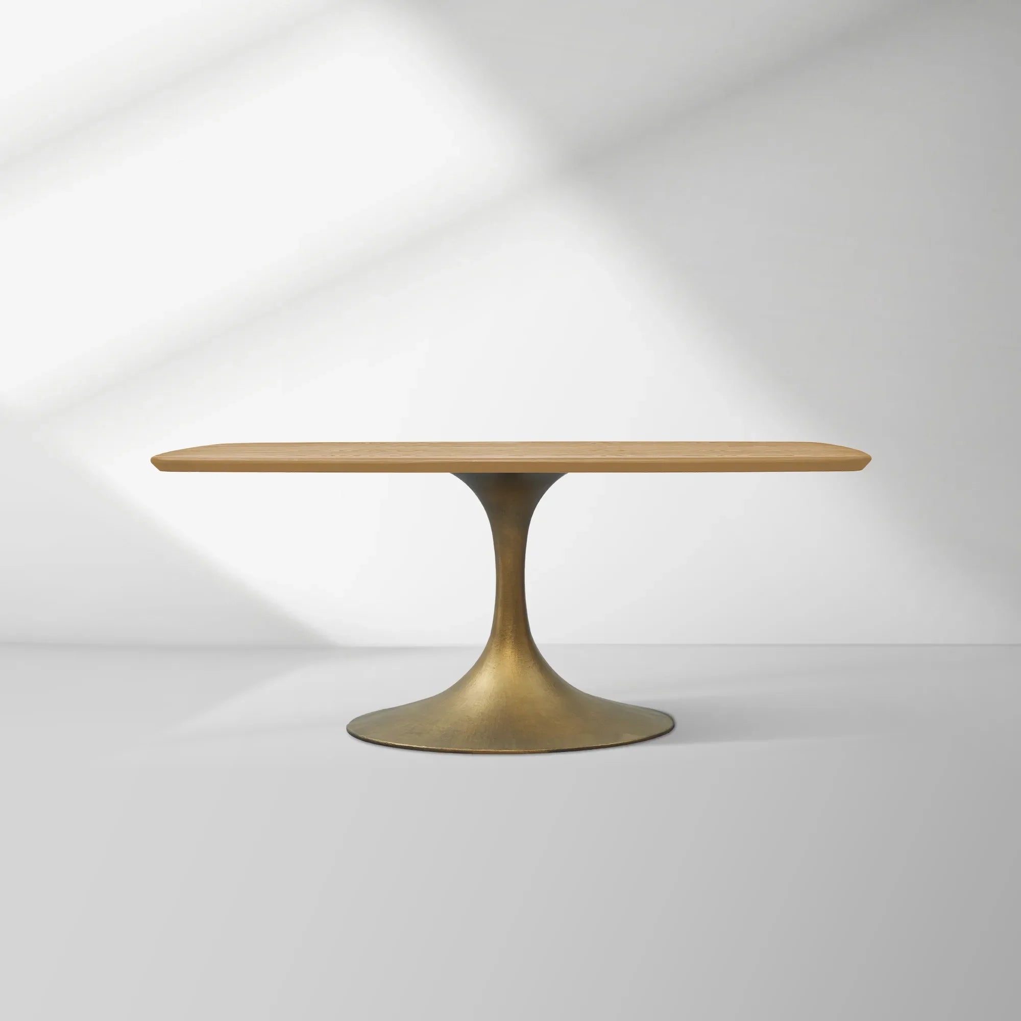 Aero Saint Germain Solid Oak Top Dining Table Tulip Rectangular Dining Table with Launette Base