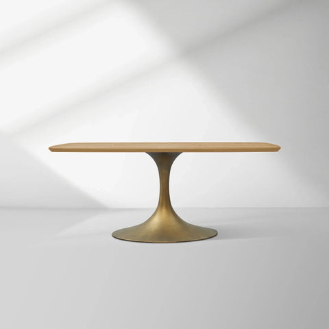 Aero Saint Germain Solid Oak Top Dining Table Tulip Rectangular Dining Table with Launette Base