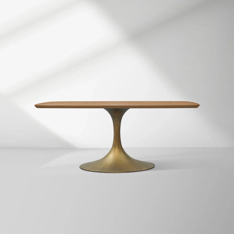 Aero Saint Germain Solid Oak Top Dining Table Tulip Rectangular Dining Table with Launette Base