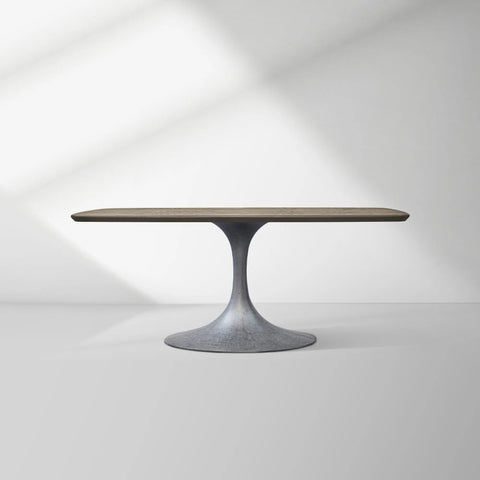 Aero Saint Germain Solid Oak Top Dining Table Tulip Rectangular Dining Table with Launette Base