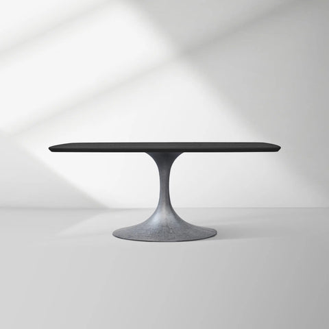 Aero Saint Germain Solid Oak Top Dining Table Tulip Rectangular Dining Table with Launette Base