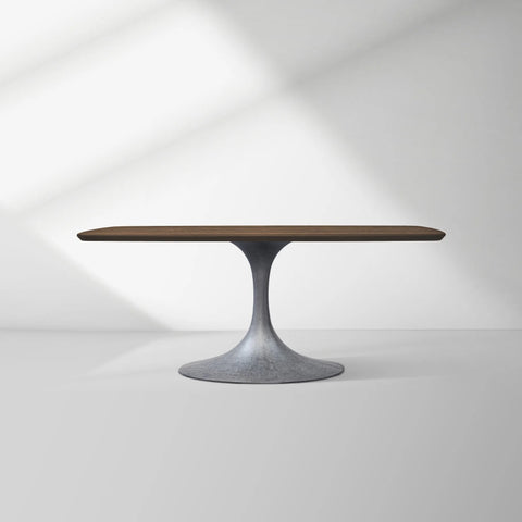 Aero Saint Germain Solid Oak Top Dining Table Tulip Rectangular Dining Table with Launette Base