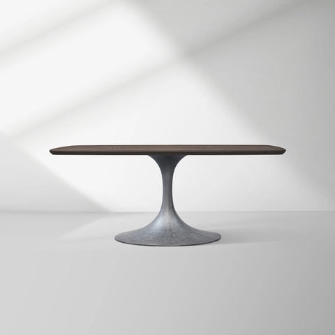 Aero Saint Germain Solid Oak Top Dining Table Tulip Rectangular Dining Table with Launette Base