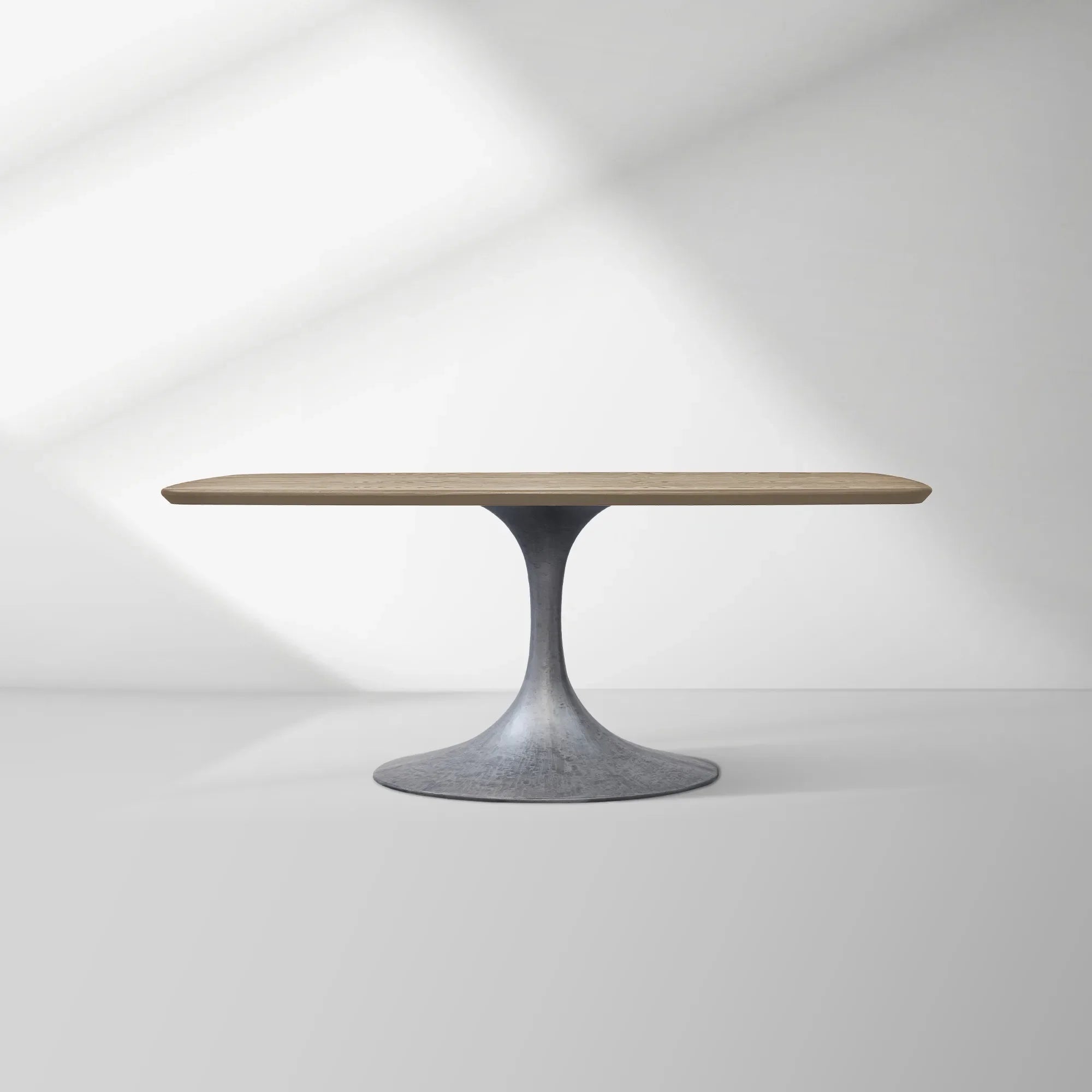 Aero Saint Germain Solid Oak Top Dining Table Tulip Rectangular Dining Table with Launette Base