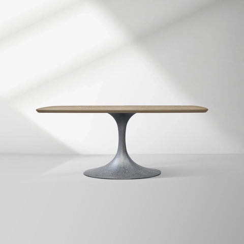 Aero Saint Germain Solid Oak Top Dining Table Tulip Rectangular Dining Table with Launette Base