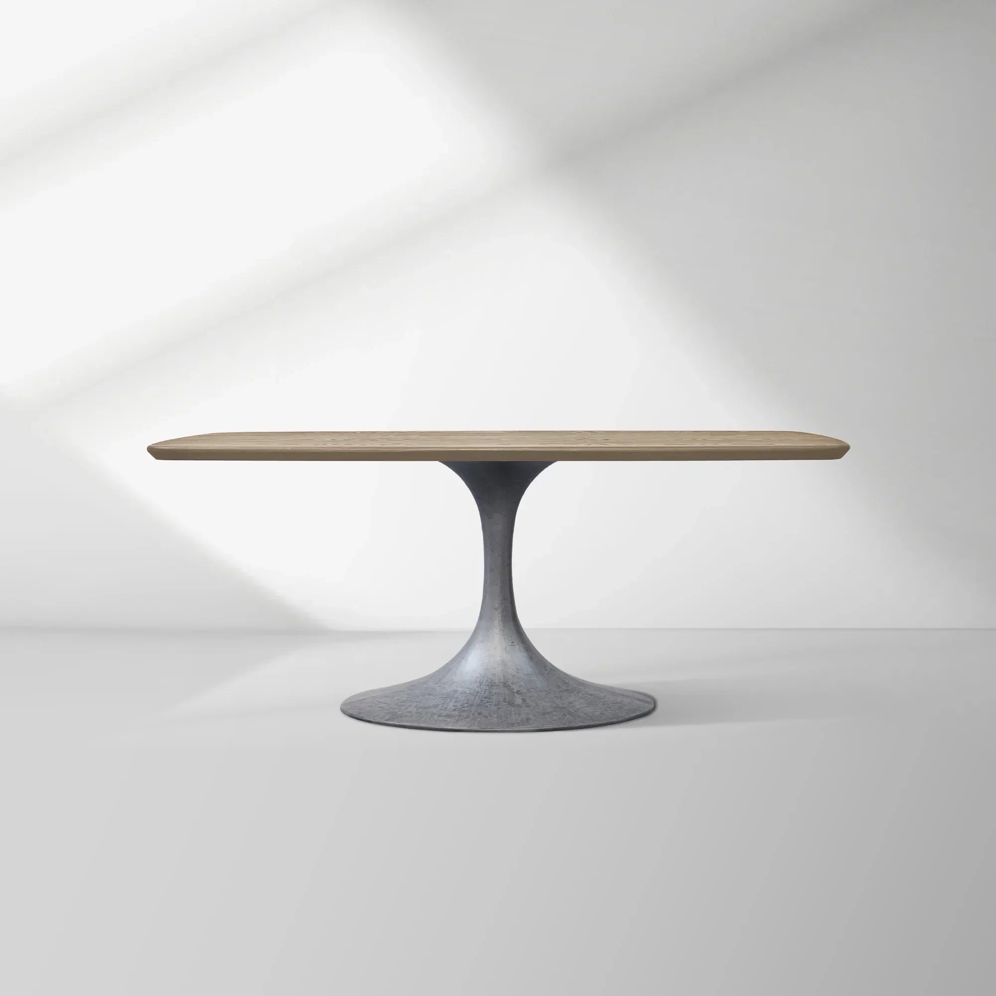 Aero Solid Oak Top Dining Table Tulip Rectangular Dining Table with Launette Base