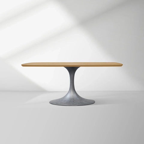 Aero Saint Germain Solid Oak Top Dining Table Tulip Rectangular Dining Table with Launette Base