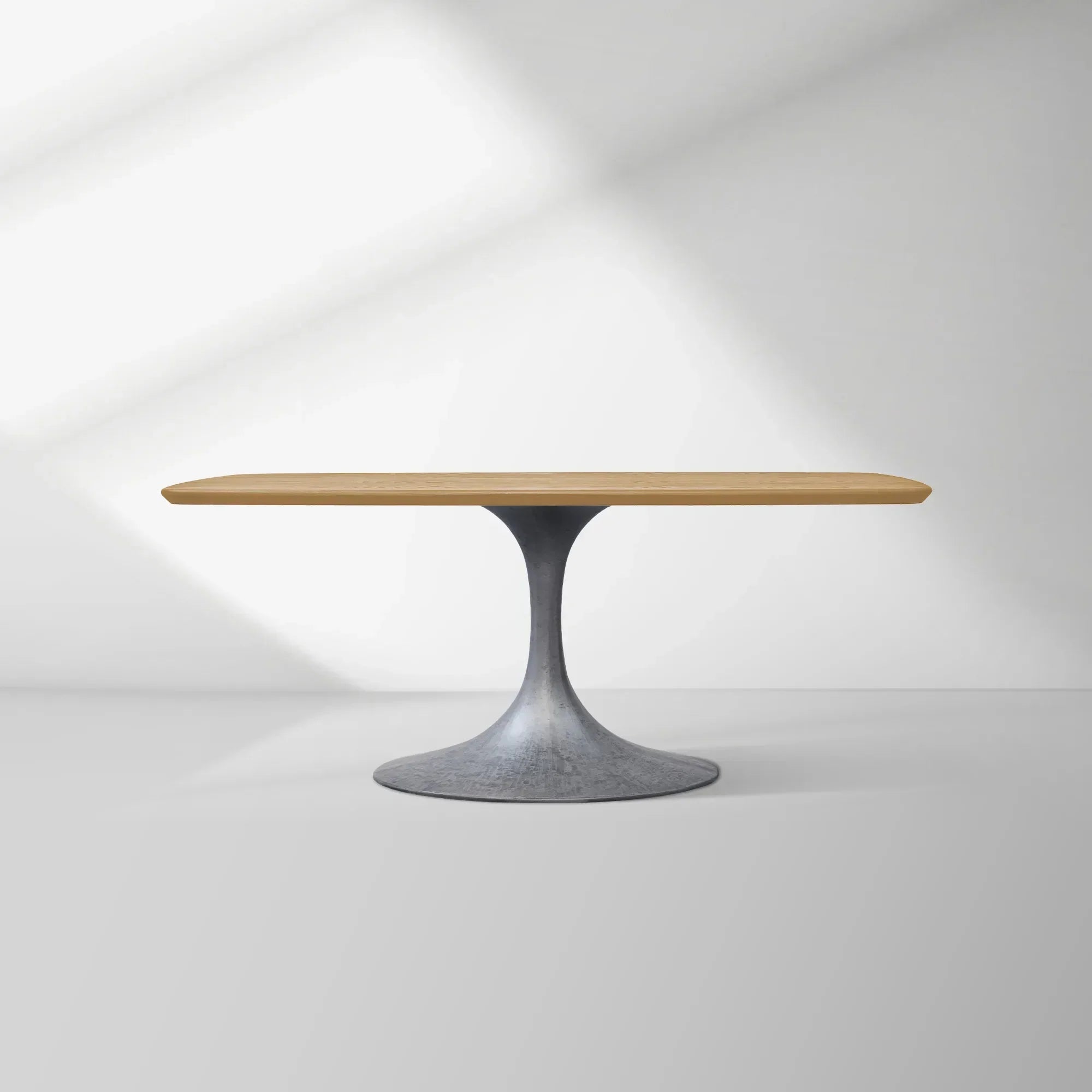 Aero Solid Oak Top Dining Table Tulip Rectangular Dining Table with Launette Base