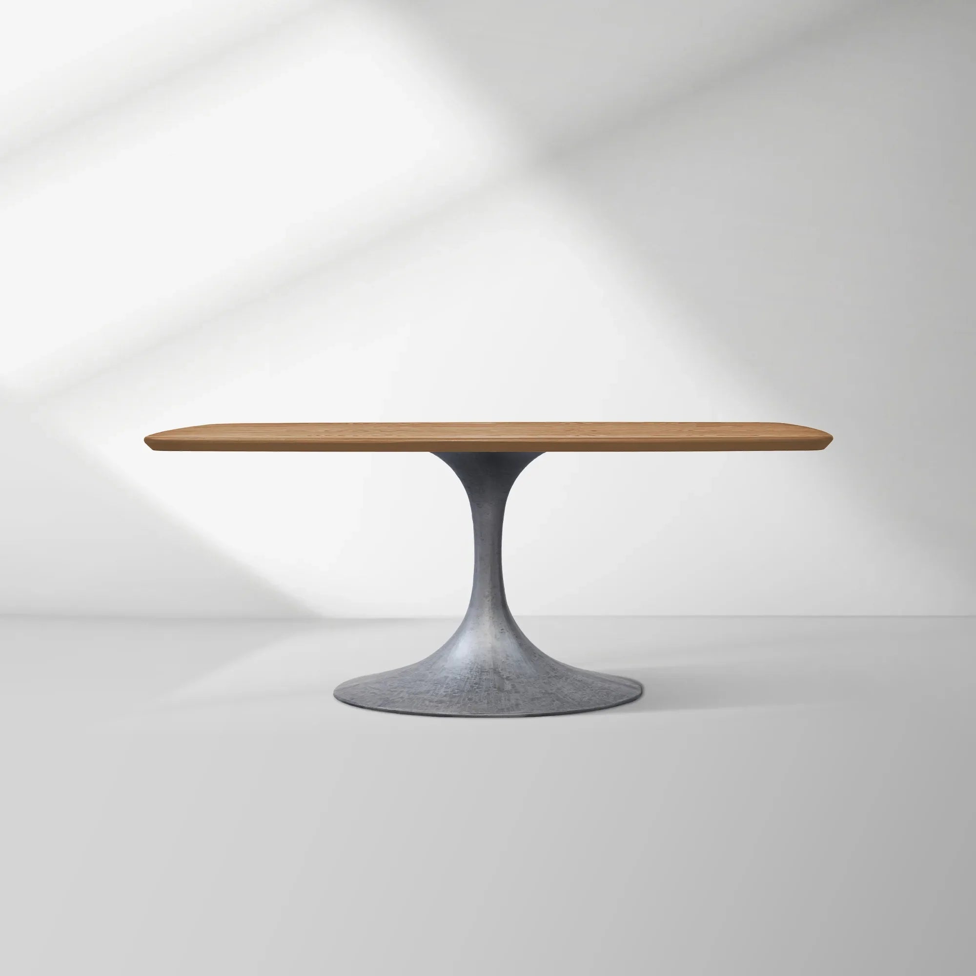 Aero Saint Germain Solid Oak Top Dining Table Tulip Rectangular Dining Table with Launette Base