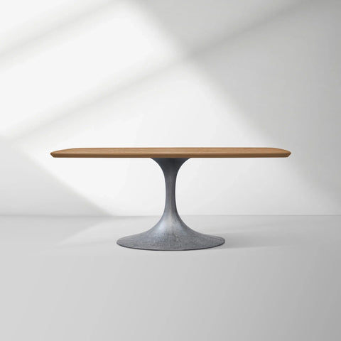 Aero Saint Germain Solid Oak Top Dining Table Tulip Rectangular Dining Table with Launette Base