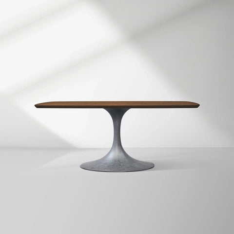 Aero Saint Germain Solid Oak Top Dining Table Tulip Rectangular Dining Table with Launette Base