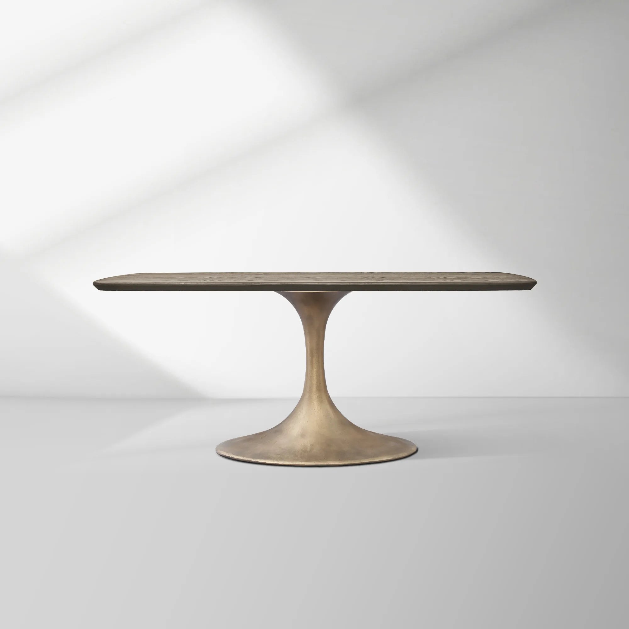 Aero Saint Germain Solid Oak Top Dining Table Tulip Rectangular Dining Table with Launette Base
