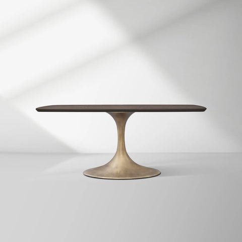 Aero Saint Germain Solid Oak Top Dining Table Tulip Rectangular Dining Table with Launette Base