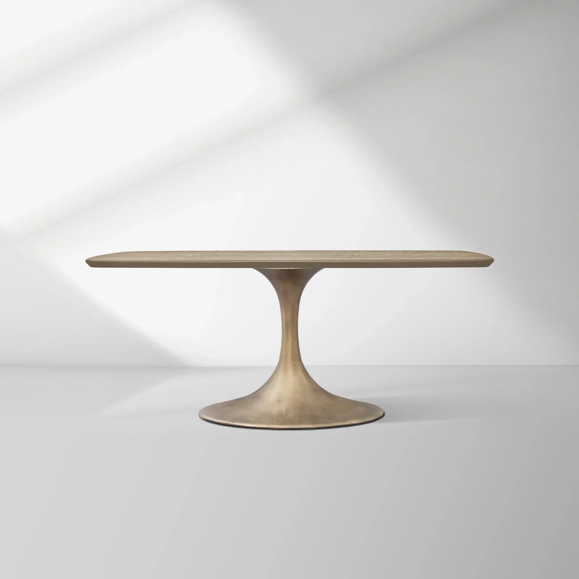 Aero Solid Oak Top Dining Table Tulip Rectangular Dining Table with Launette Base