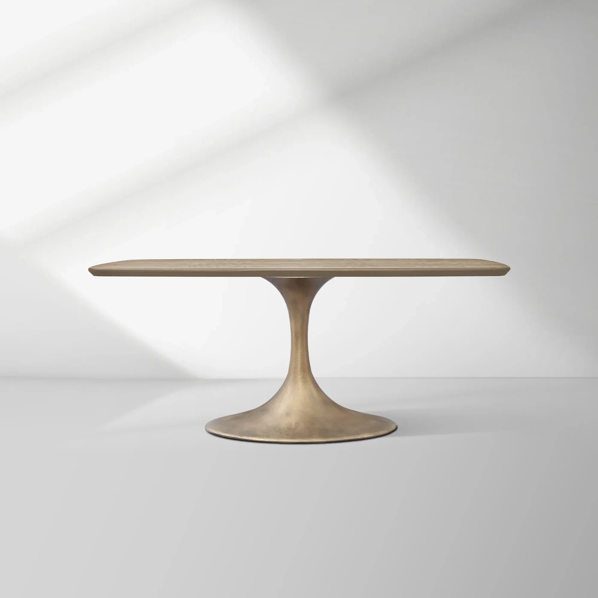 Aero Saint Germain Solid Oak Top Dining Table Tulip Rectangular Dining Table with Launette Base