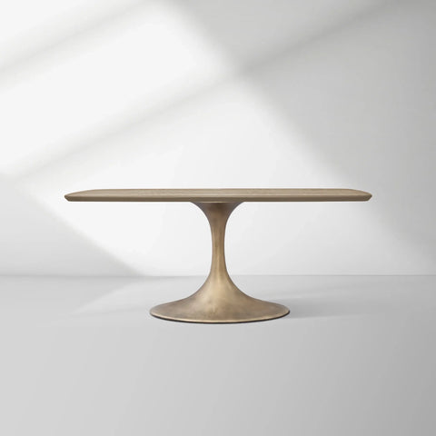 Aero Saint Germain Solid Oak Top Dining Table Tulip Rectangular Dining Table with Launette Base