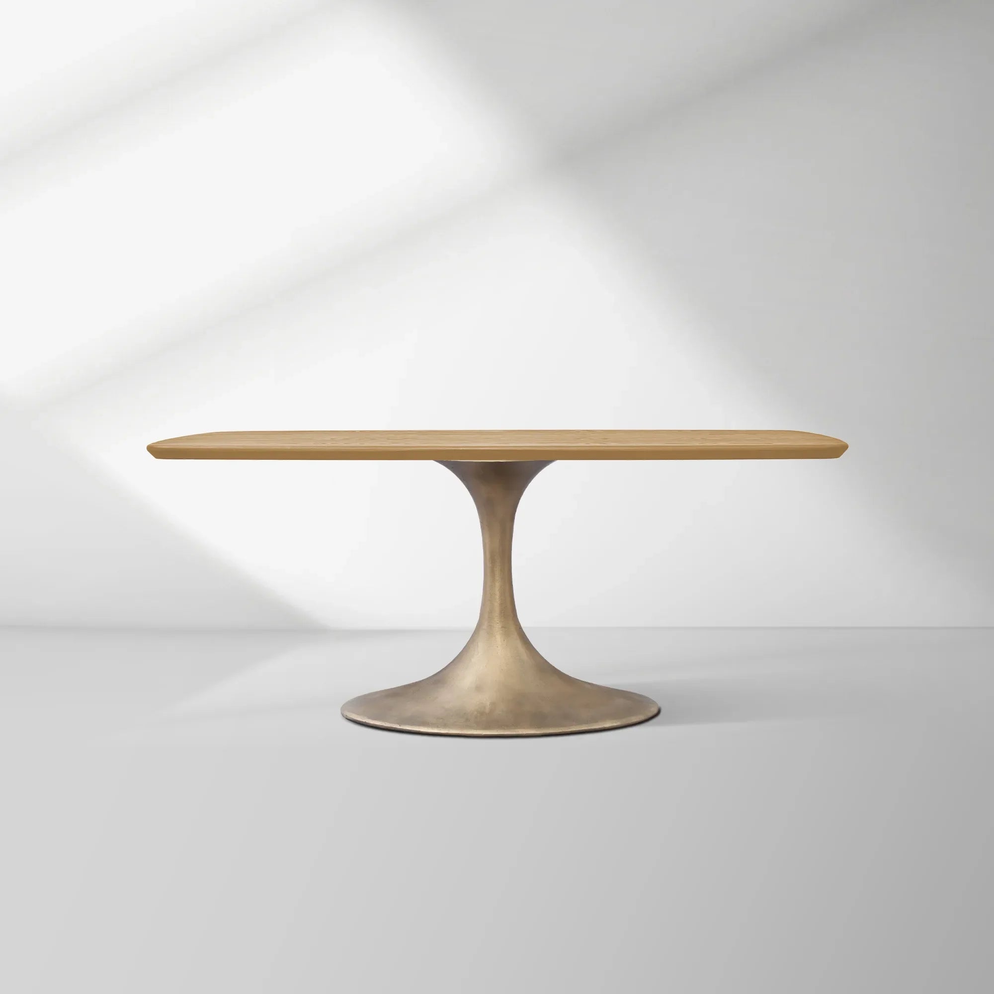 Aero Saint Germain Solid Oak Top Dining Table Tulip Rectangular Dining Table with Launette Base