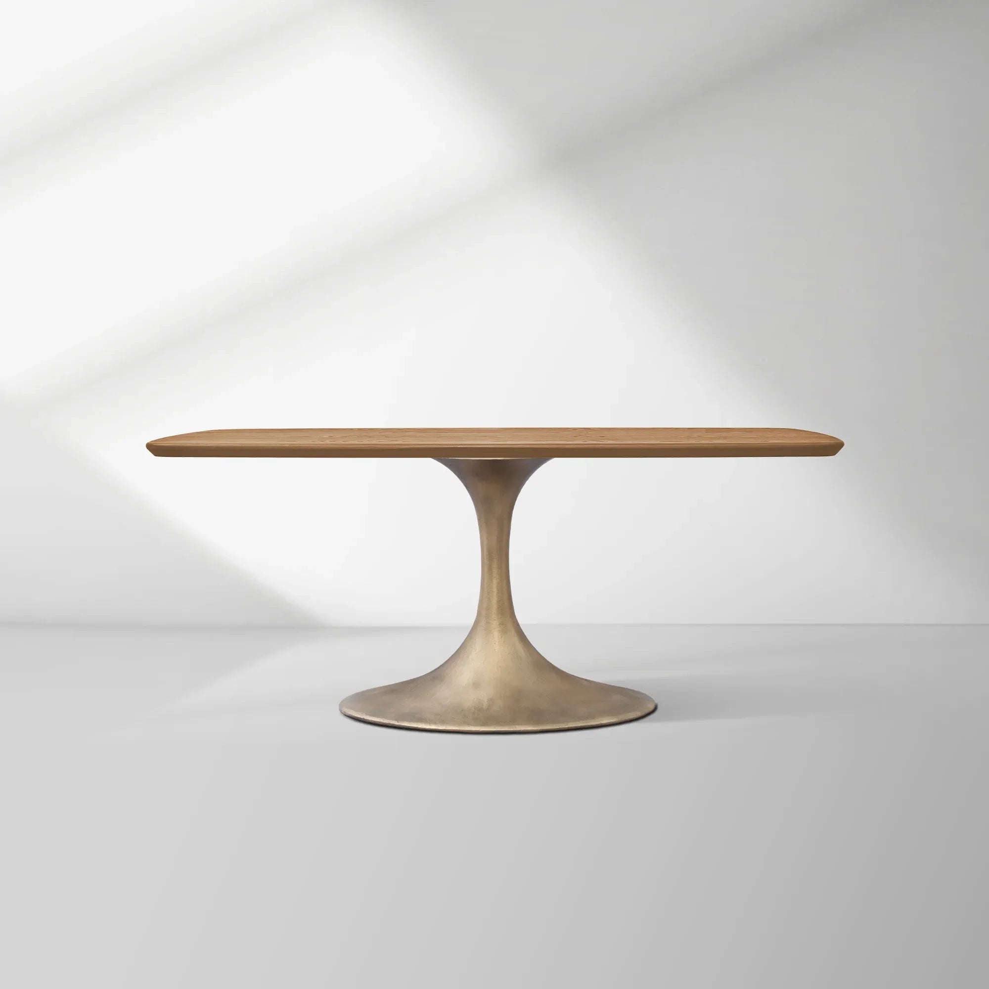 Aero Saint Germain Solid Oak Top Dining Table Tulip Rectangular Dining Table with Launette Base