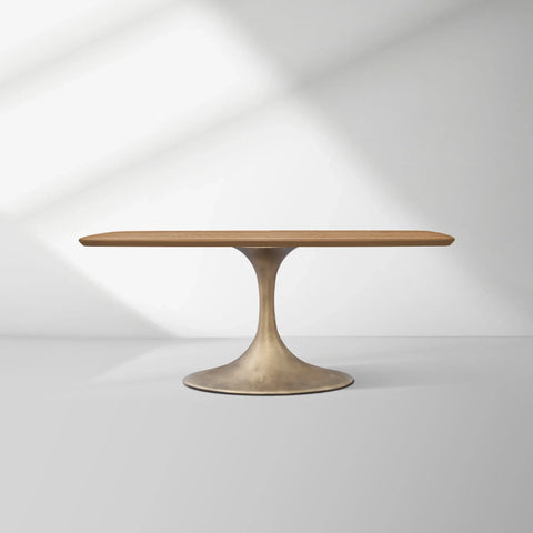Aero Saint Germain Solid Oak Top Dining Table Tulip Rectangular Dining Table with Launette Base