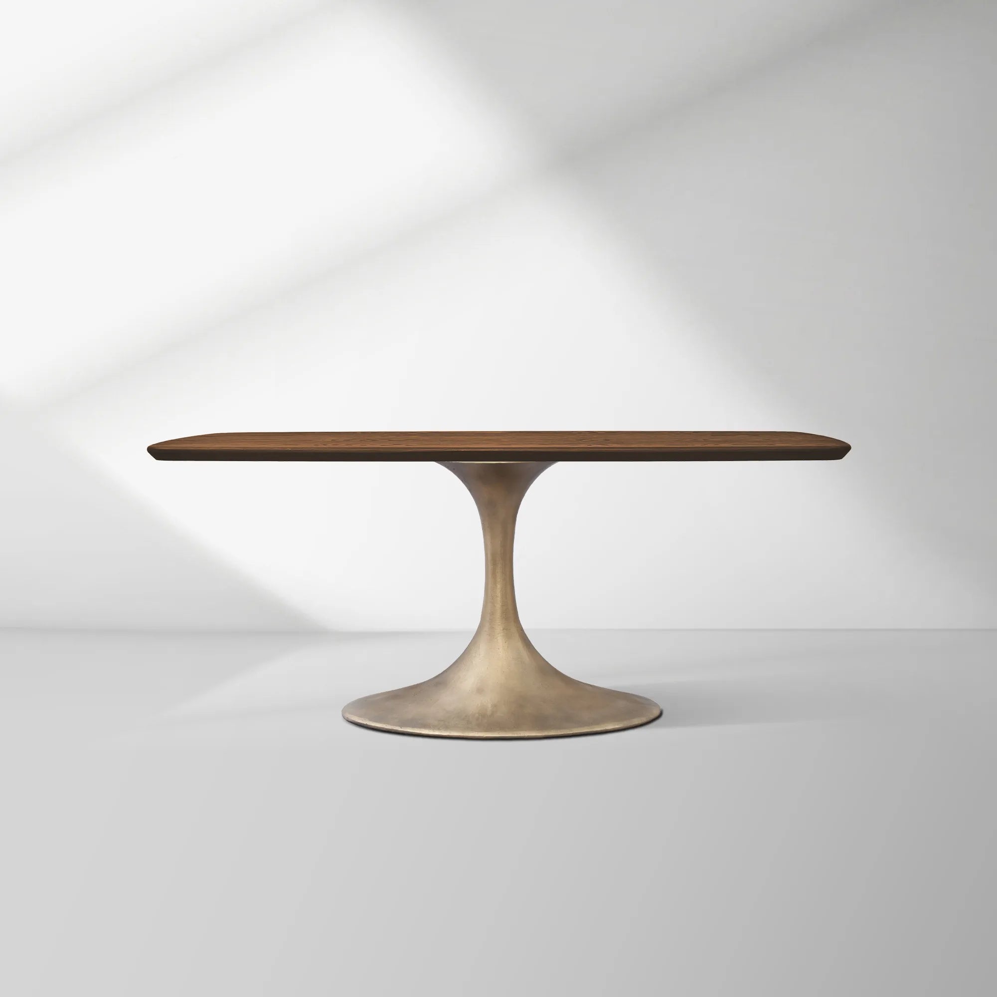 Aero Saint Germain Solid Oak Top Dining Table Tulip Rectangular Dining Table with Launette Base