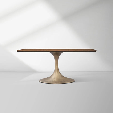 Aero Saint Germain Solid Oak Top Dining Table Tulip Rectangular Dining Table with Launette Base