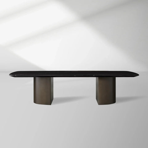 San Germani 72" Stone Coffee Table with Dauphine Metal Base