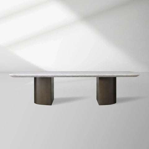 San Germani 72" Stone Coffee Table with Dauphine Metal Base