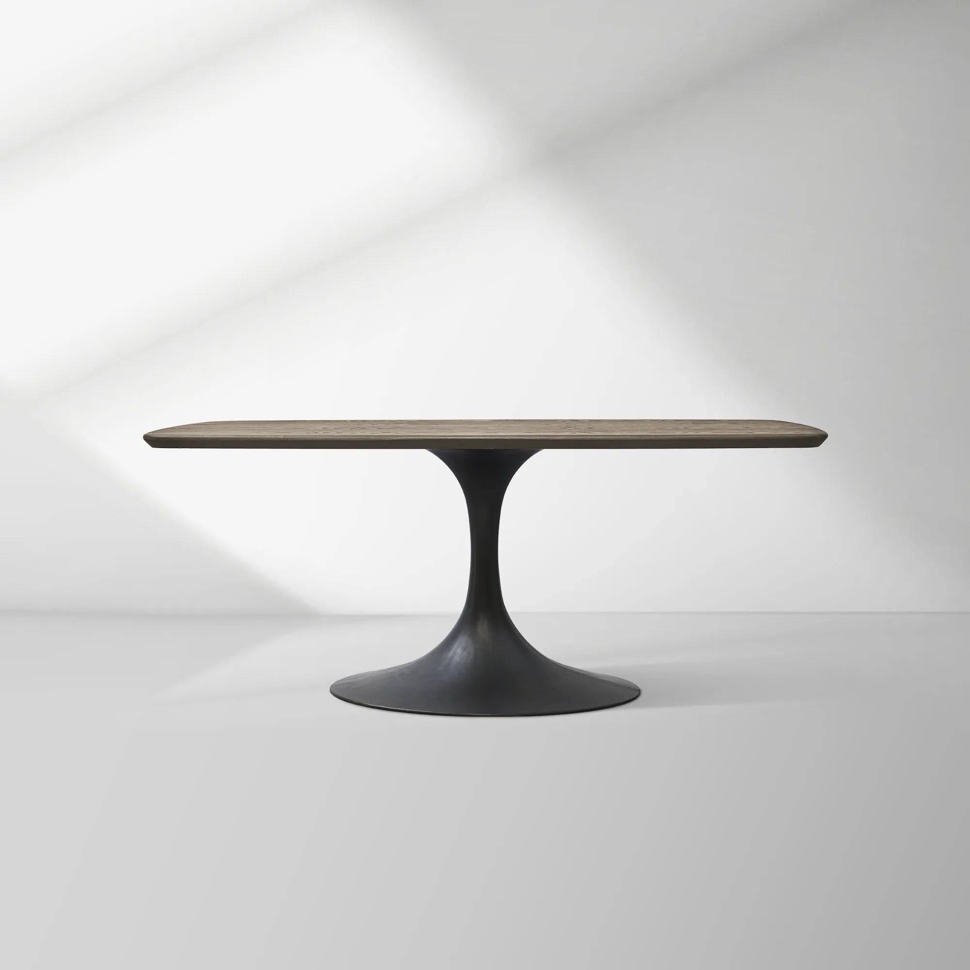 Aero Saint Germain Solid Oak Top Dining Table Tulip Rectangular Dining Table with Launette Base