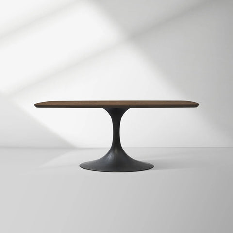 Aero Saint Germain Solid Oak Top Dining Table Tulip Rectangular Dining Table with Launette Base