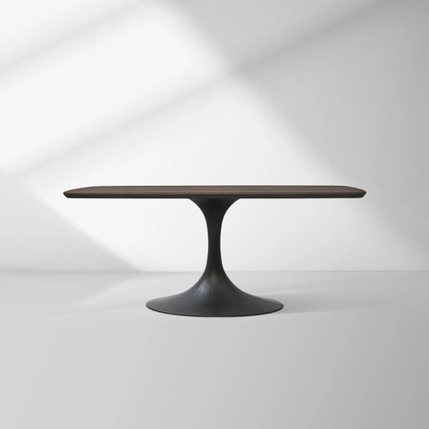 Aero Saint Germain Solid Oak Top Dining Table Tulip Rectangular Dining Table with Launette Base
