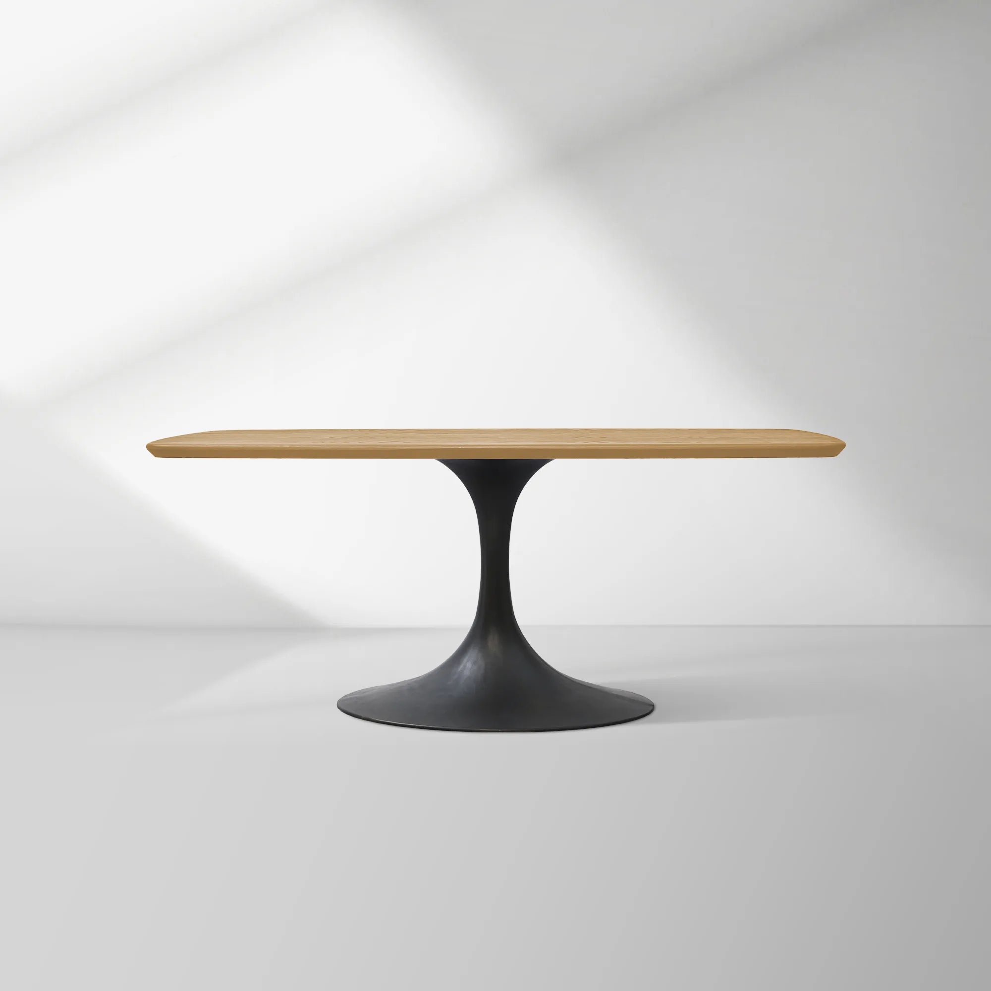 Aero Saint Germain Solid Oak Top Dining Table Tulip Rectangular Dining Table with Launette Base