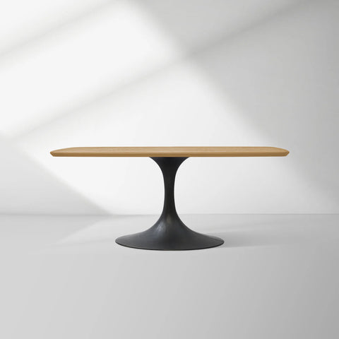 Aero Saint Germain Solid Oak Top Dining Table Tulip Rectangular Dining Table with Launette Base