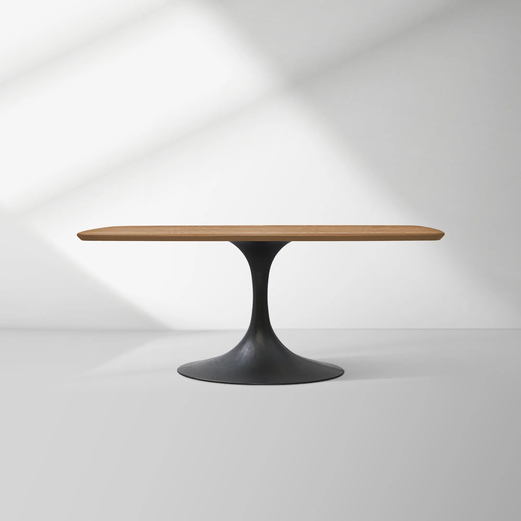 Aero Saint Germain Solid Oak Top Dining Table Tulip Rectangular Dining Table with Launette Base