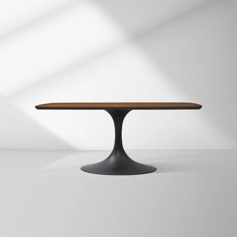 Aero Saint Germain Solid Oak Top Dining Table Tulip Rectangular Dining Table with Launette Base