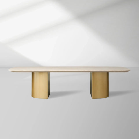 San Germani 72" Stone Coffee Table with Dauphine Metal Base