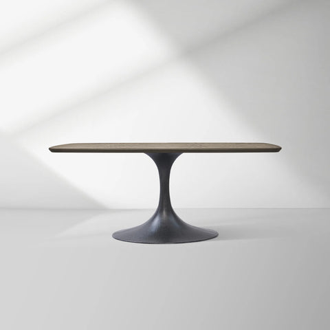Aero Saint Germain Solid Oak Top Dining Table Tulip Rectangular Dining Table with Launette Base