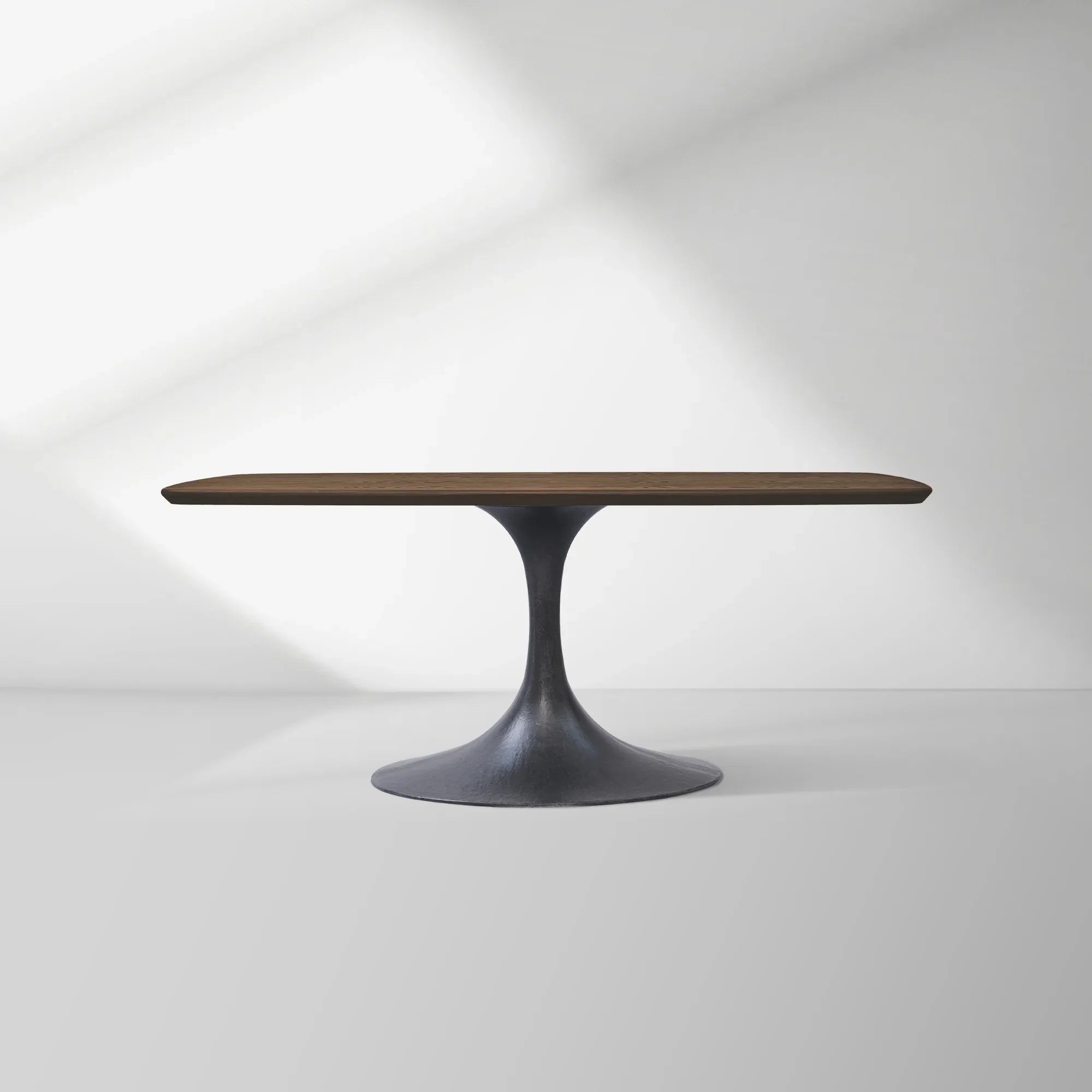 Aero Saint Germain Solid Oak Top Dining Table Tulip Rectangular Dining Table with Launette Base