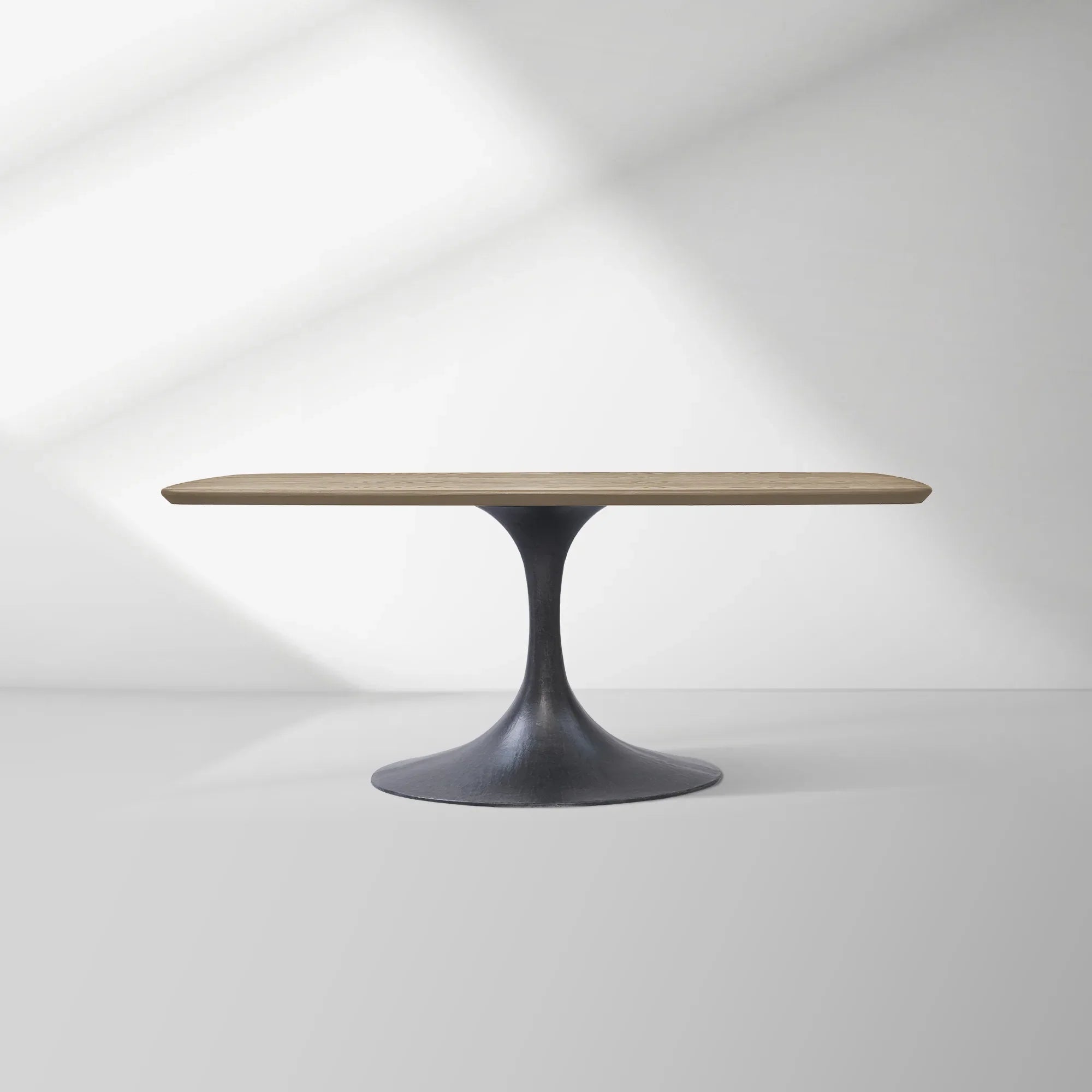 Aero Saint Germain Solid Oak Top Dining Table Tulip Rectangular Dining Table with Launette Base